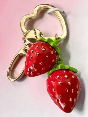 Betsey Johnson Red and Green Strawberry Keychain Charm